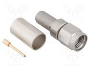 Connector: SMA; plug; male; straight; 50Ω; soldering,crimped; PTFE AMPHENOL RF