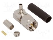 Connector: SMA; plug; male; angled 90°; 50Ω; soldering,crimped AMPHENOL RF