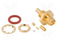 Socket; SMA; female; straight; 50Ω; 1.13 mm Micro-cable; PTFE AMPHENOL RF