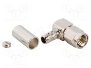 Connector: SMA; plug; male; angled 90°; 50Ω; soldering,crimped AMPHENOL RF