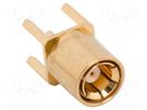 Socket; SMB; female; straight; 50Ω; SMT; for cable; PTFE; Mat: brass AMPHENOL RF
