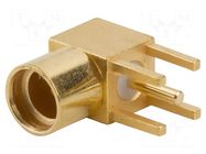 Connector: MMCX; socket; female; angled 90°; 50Ω; THT; on PCBs; PTFE AMPHENOL RF