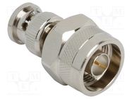 Adapter; BNC male,N male; Insulation: PTFE; 75Ω; brass AMPHENOL RF