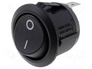 ROCKER; SPST; Pos: 2; ON-OFF; 10A/250VAC; black; none; R13; round BULGIN