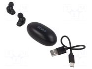 Wireless headphones with microphone; black; USB C; with LED SAVIO