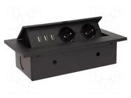 Plug socket strip: furniture; IP20; 3600W; black; 112x227mm ORNO