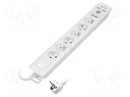 Plug socket strip: protective; Sockets: 6; 230VAC; 10A; white; 3m ORNO