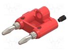 Adapter; red; 15A; banana 4mm plug x2,banana MDP plug x2; 5mΩ CAL TEST