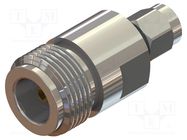 Adapter; 34.1mm; N socket,SMA male; 50Ω; 1kV; 12GHz CAL TEST