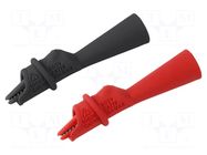 Crocodile clip; 10A; black,red; Grip capac: max.9mm; L: 80.5mm CAL TEST