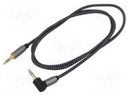 Cable; Jack 3.5mm 3pin plug,Jack 3.5mm 3pin angled plug; 1m GOOBAY