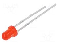 LED; red; 3mm; 40÷80mcd; 45°; Front: convex; 1.7÷2.4VDC; 60mW EVERLIGHT