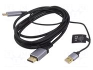 Adapter; DisplayPort plug,HDMI plug,USB A plug; 2m; black GEMBIRD