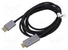 Cable; DisplayPort 1.2,HDMI 2.0; DisplayPort plug,HDMI plug; 3m DIGITUS
