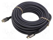 Cable; HDMI 2.0; HDMI plug,both sides; PVC; textile; Len: 15m Goobay