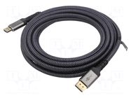 Cable; DisplayPort plug,both sides; PVC; textile; Len: 1m; Core: Cu GOOBAY