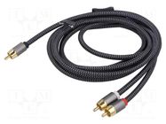 Cable; RCA plug,RCA plug x2; 3m; Plating: gold-plated; black-grey Goobay