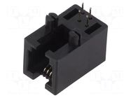 Connector: RJ9; socket; PIN: 4; 4p4c; on PCBs,PCB snap; THT ADAM TECH