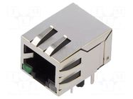 Connector: RJ45; socket; PIN: 8; shielded,with LED; 8p8c; THT ADAM TECH