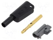 Connector: 4mm banana; 19A; 1kV; black; 1mm2; gold-plated; screw STÄUBLI