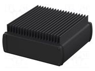 Enclosure: with panel; with heatsink; ALUBOS 1600; X: 169mm; black BOPLA