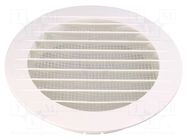 Ventilation grille; ABS; white; Ø133x26mm; Ø100mm; 20pcs. DOSPEL S.A.