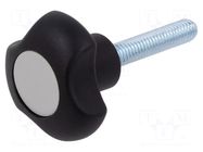 Knob; Ø: 40mm; Ext.thread: M8; Int.thread: M8; 30mm; H: 25mm; Cap: grey ELESA+GANTER