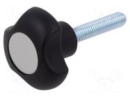 Knob; Ø: 32mm; Ext.thread: M6; Int.thread: M6; 30mm; H: 22mm; Cap: grey ELESA+GANTER
