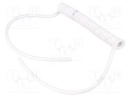 Wire: coiled; 3x0.15mm2; unshielded; PUR; white; 300V; 0.2m; 0.8m SIMECH