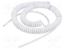 Wire: coiled; 3x0.15mm2; unshielded; PUR; white; 300V; 0.5m; 2m SIMECH