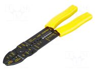 Tool: multifunction wire stripper and crimp tool; Wire: round STANLEY