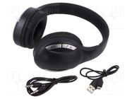 Wireless headphones with microphone; black; USB B micro; 10m GEMBIRD