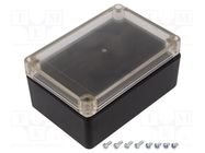 Enclosure: multipurpose; X: 85mm; Y: 125mm; Z: 57mm; ABS; black SUPERTRONIC