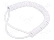 Wire: coiled; 2x0.22mm2; unshielded; PUR; white; 300V; 0.2m; 0.8m SIMECH