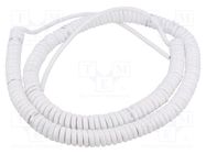 Wire: coiled; 2x0.22mm2; unshielded; PUR; white; 300V; 0.8m; 3.2m SIMECH