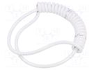 Wire: coiled; 3x0.22mm2; unshielded; PUR; white; 300V; 0.1m; 0.4m SIMECH