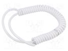 Wire: coiled; 3x0.22mm2; unshielded; PUR; white; 300V; 0.2m; 0.8m SIMECH