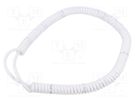 Wire: coiled; 3x0.22mm2; unshielded; PUR; white; 300V; 0.5m; 2m SIMECH