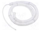 Wire: coiled; 3x0.22mm2; unshielded; PUR; white; 300V; 0.8m; 3.2m SIMECH