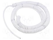 Wire: coiled; 3x0.22mm2; unshielded; PUR; white; 300V; 0.8m; 3.2m SIMECH