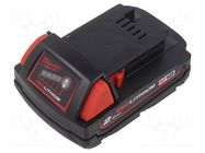 Re-battery: Li-Ion; 18V; 2000mAh; packs Milwaukee