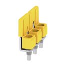 Cross-connector (terminal), when screwed in, Number of poles: 3, Pitch in mm: 9.90, Insulated: Yes, 63 A, yellow Weidmuller