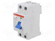 RCD breaker; Inom: 63A; Ires: 30mA; Max surge current: 5000A; IP20 ABB