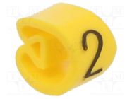 Markers; Marking: 2; 2.5÷5mm; PVC; yellow; -30÷60°C; leaded; PA-1 PARTEX