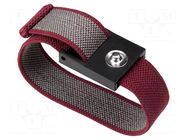 Wristband; ESD; 220mm; red; press stud male 3mm JBC TOOLS