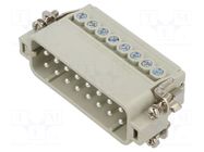 Connector: HDC; contact insert; male; CDA; PIN: 16; 16A; 600V; 16+PE ILME