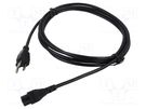Cable; 3x18AWG; IEC C5 female,NEMA 5-15 (B) plug; PVC; 3m; black Qualtek Electronics