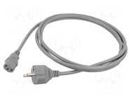 Cable; 3x1mm2; CEE 7/7 (E/F) plug,IEC C13 female; PVC; 2.5m; grey Qualtek Electronics