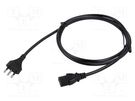 Cable; 3x1mm2; CEI 23-50 (L) plug,IEC C13 female; PVC; 1.8m; 10A Qualtek Electronics