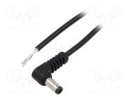Cable; 1x0.5mm2; wires,DC 5,5/2,1 plug; angled; black; 1.5m WEST POL